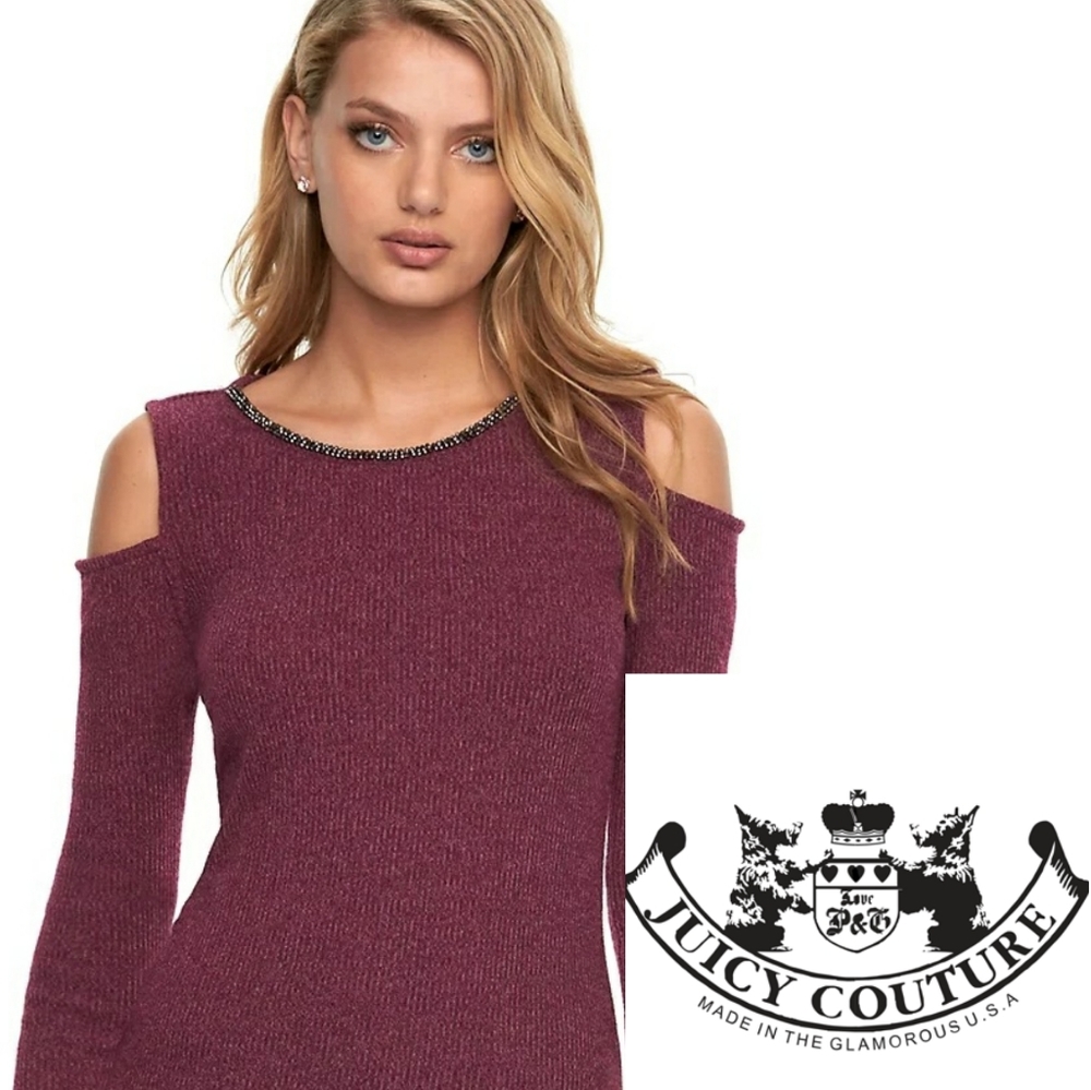 Juicy Couture embellished cold shoulder sweater